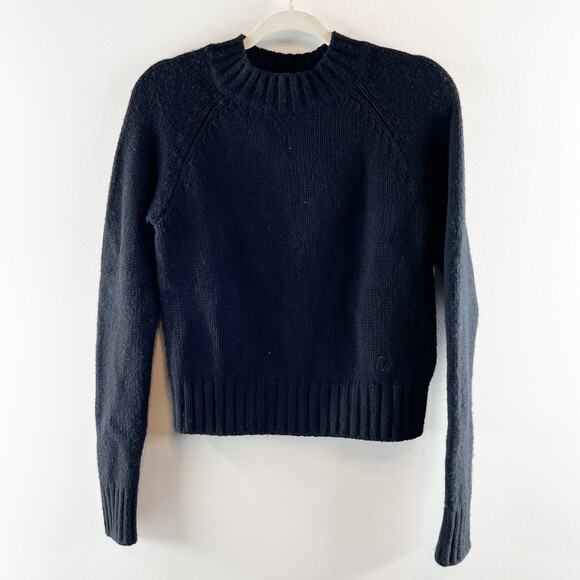 Vince. Monogram 100% Cashmere Raglan Sleeve Crew Neck Sweater Black Medium - Picture 4 of 6